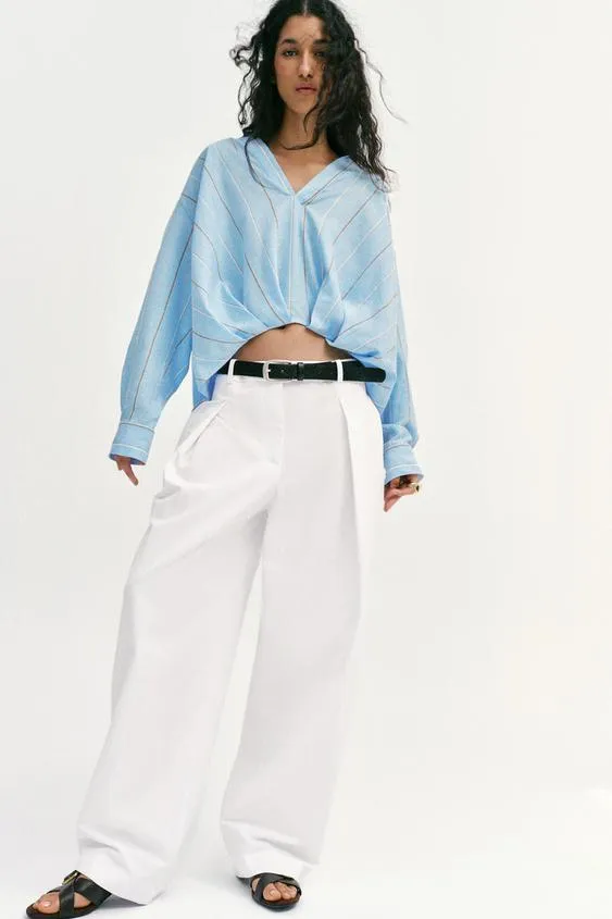 Рубашка из льна с объемным низом- Заказать в России