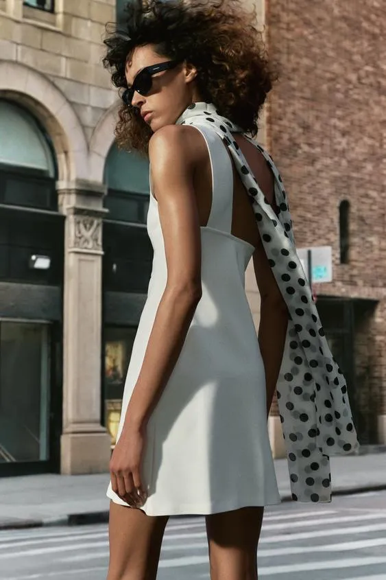 Платье халтер в горошек- Заказать в России