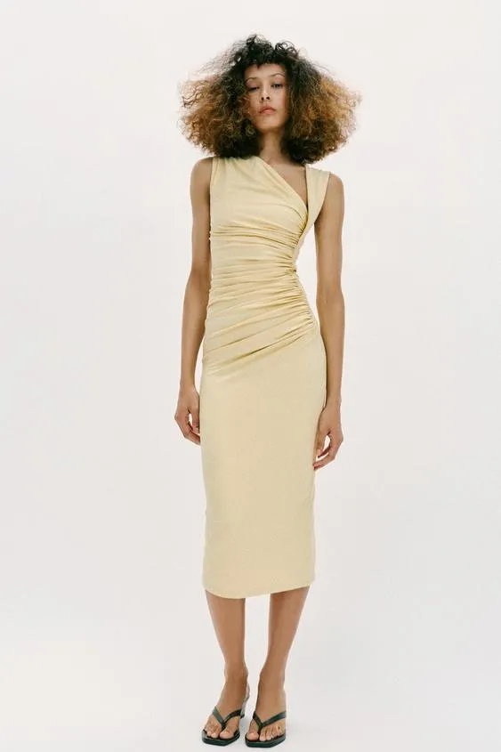 Платье миди со сборками- Заказать в России