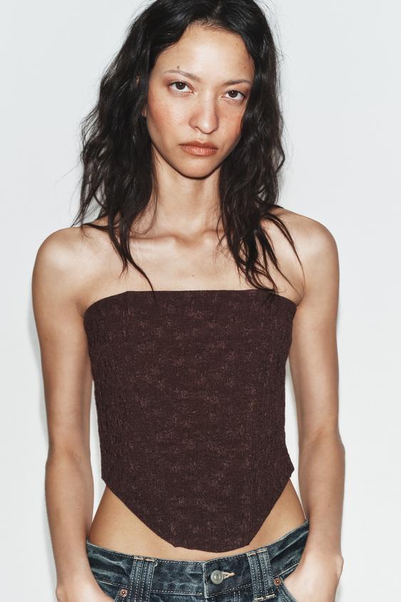 Zara Топ в бельевом стиле с текстурой