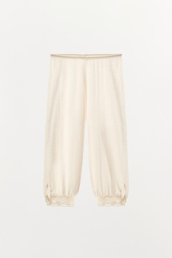 Zara Шорты из тонкого трикотажа с кружевом