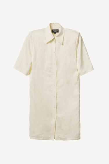 Zara Платье-рубашка из льняно-хлопковой смеси с наплечниками WILLY CHAVARRIA X ZARA