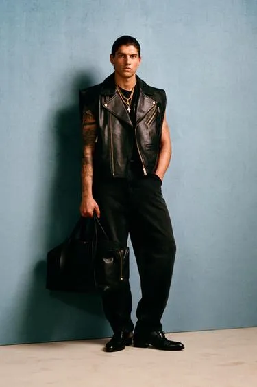 Кожаный жилет байкера willy chavarria x zara