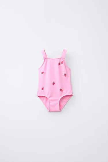 2-6 лет/цельный купальник с вышивкой клубникой- Заказать в России