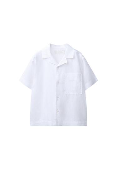 Zara Рубашка в стиле боулинг из хлопка и льна