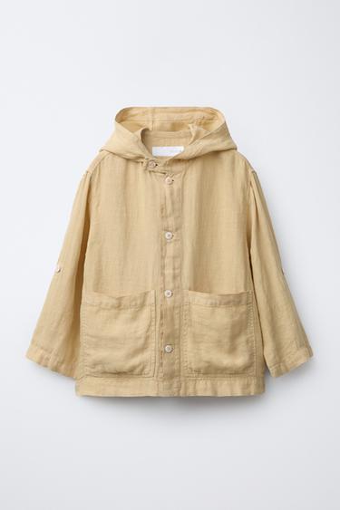 Zara Куртка-рубашка из 100% льна с капюшоном