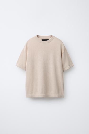 Zara Однотонная футболка из льна и хлопка