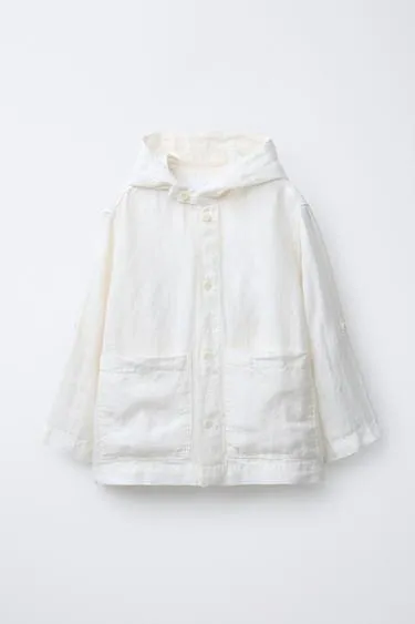 Куртка-рубашка с капюшоном из 100% льна