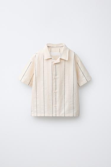 Zara Рубашка фактурная в полоску купить с доставкой.