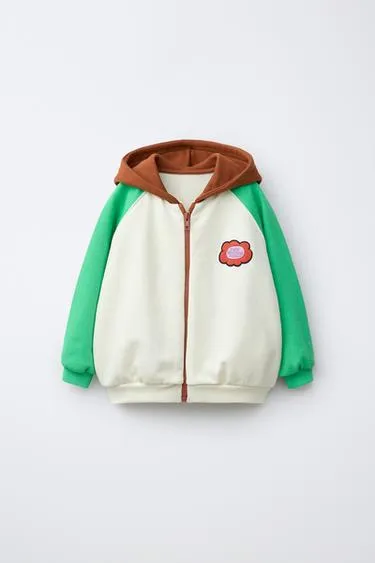 Толстовка колор-блок с вышитым цветком- Заказать в России