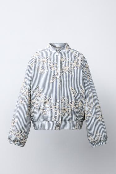 Zara Бомбер в вышитую полоску купить с доставкой.