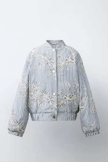 Бомбер в вышитую полоску- Заказать в России