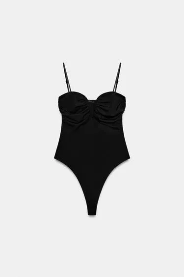 Боди с вырезом сердечком и бретелями- Заказать в России