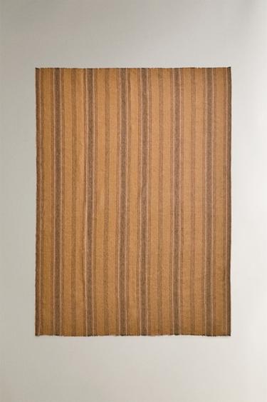 Zara Плед в полоску из льна купить с доставкой.