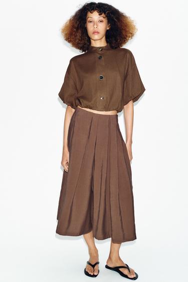 Zara Рубашка-шар из смесового льна