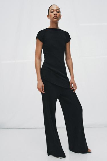Zara Топ в рубчик асимметричного кроя