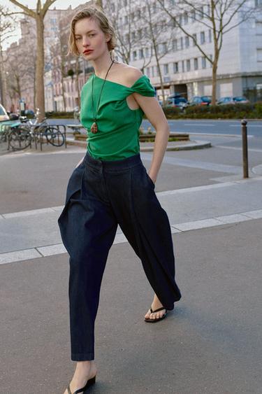 Zara Джинсы-кюлоты Z1975 с высокой посадкой и защипами купить с доставкой.