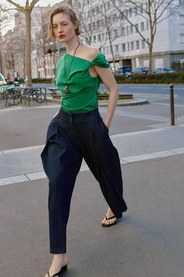 Джинсы-кюлоты Z1975 с высокой посадкой и защипами- Заказать в России