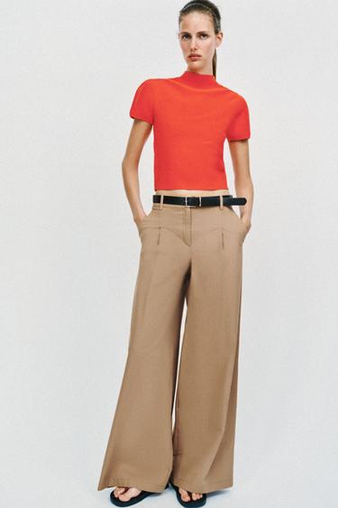 Zara Трикотажный топ с объемными рукавами