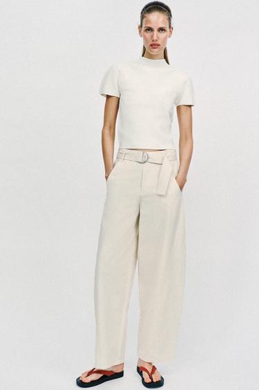 Zara Трикотажный топ с объемными рукавами