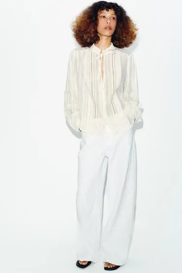 Блуза в романтическом стиле с кружевом- Заказать в России