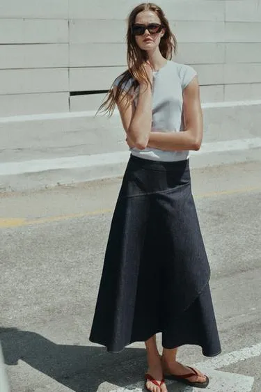 Юбка миди из денима Z1975 с воланами