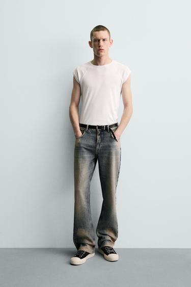 Zara Джинсы FLARE FIT с эффектом пятен