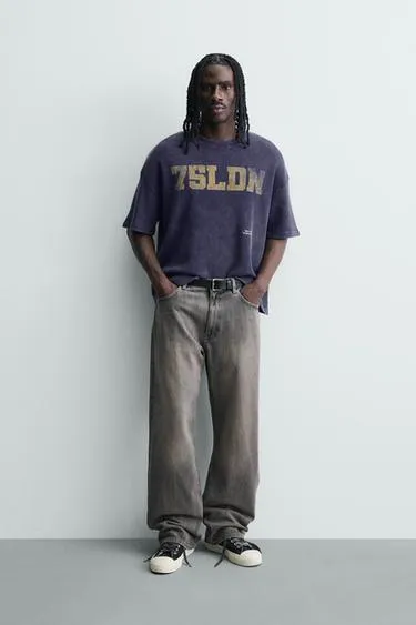 Толстовка вафельной структуры с выцветшим принтом- Заказать в России