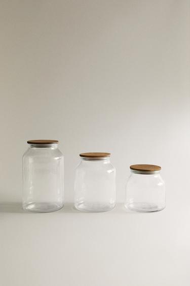 Zara Банка для хранения из стекла и акациевого дерева