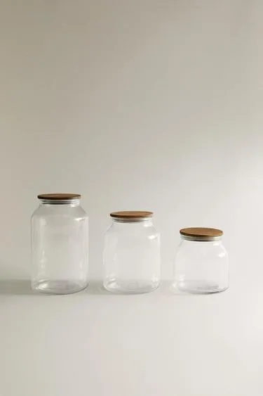 Банка для хранения из стекла и акациевого дерева- Заказать в России
