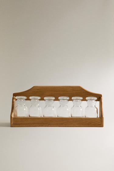 Zara Деревянная подставка для специй с стеклянными банками купить с доставкой.