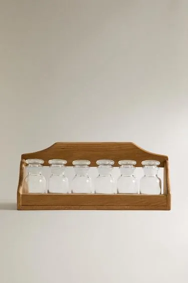 Деревянная подставка для специй с стеклянными банками