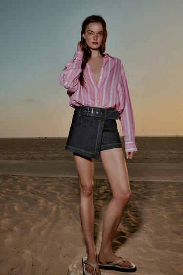 Zara Юбка-шорты Z1975 с запахом и ремнем купить с доставкой.