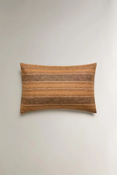 Striped linen cushion cover