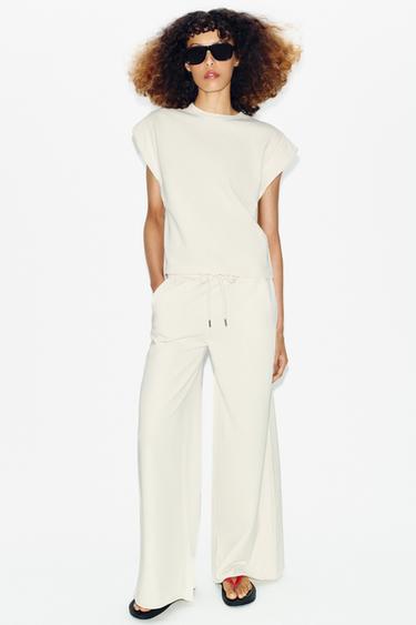 Zara Хлопковая футболка со спущенными рукавами купить с доставкой.