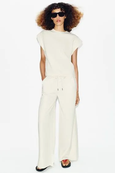 Хлопковая футболка со спущенными рукавами