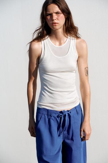 Zara Футболка с двойными проймами купить с доставкой.