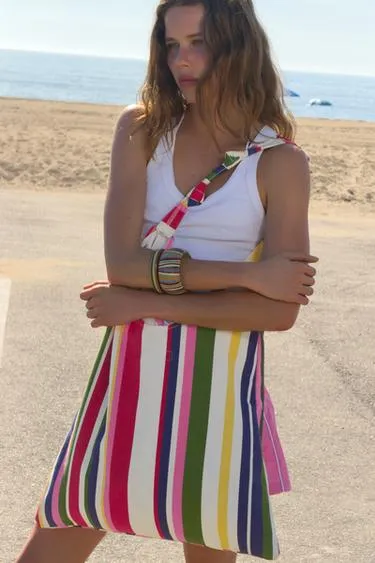 Холщовая сумка в полоску