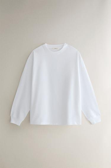 Zara Футболка из хлопкового джерси с длинным рукавом