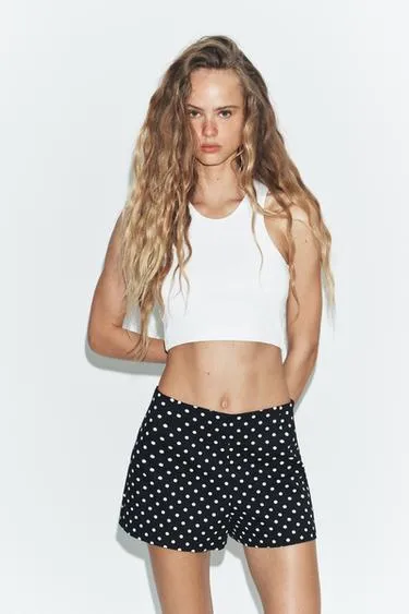 Шорты в горошек с высокой посадкой