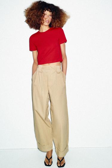 Zara Укороченная футболка с короткими рукавами