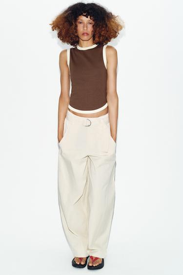 Zara Футболка с контрастной отделкой купить с доставкой.