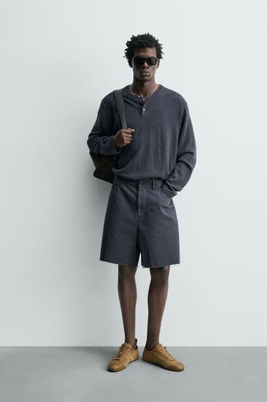 Zara Хлопковые шорты из ткани в ёлочку с эффектом потертости купить с доставкой.