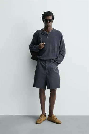 Хлопковые шорты из ткани в ёлочку с эффектом потертости- Заказать в России