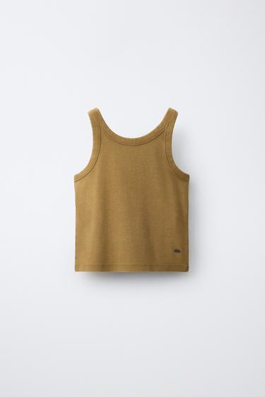 Zara Топ в рубчик с эффектом потертости