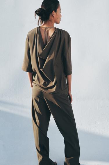 Zara Струящийся топ с коротким рукавом — коллекция ZARA «ZW»