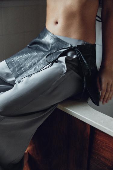 Zara Юбка-ремень из 100% натуральной кожи с тиснением купить с доставкой.