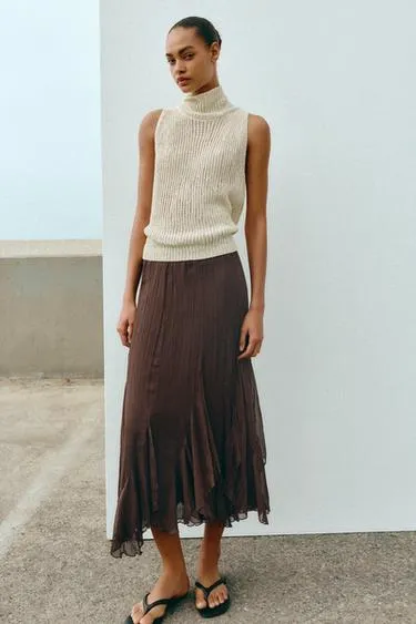 Юбка миди с воланами и кружевом- Заказать в России