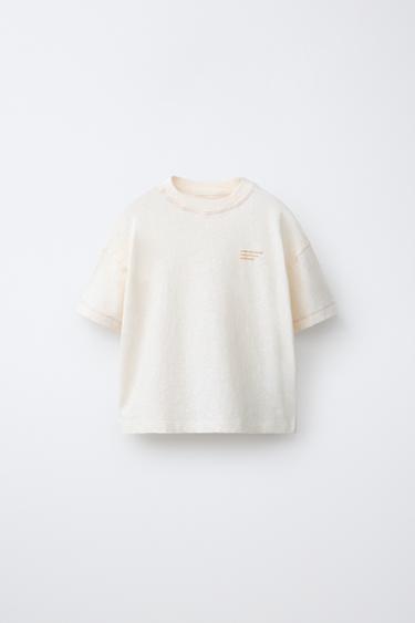 Футболка из хлопка и льна с надписью