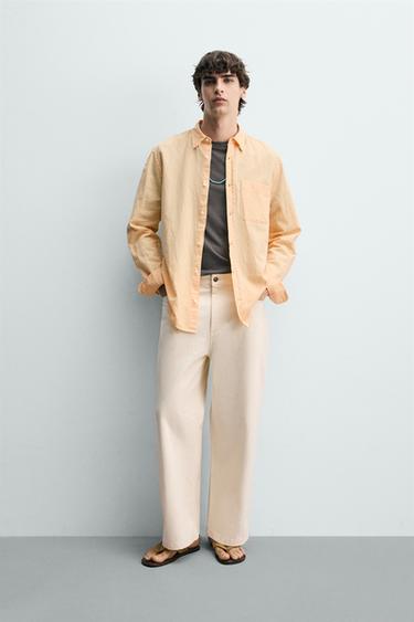 Рубашка Regular Fit из льна и хлопка- Заказать в России